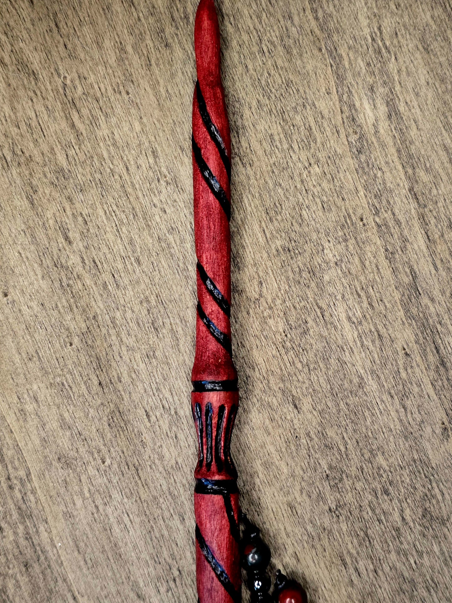 Algiz Wand Set | Ritual Wand with Leather Sheath and Beadwork