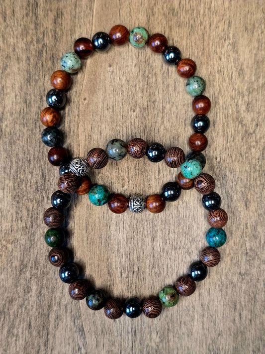 African Turquoise Jasper Bracelet Duo | Growth & Stability