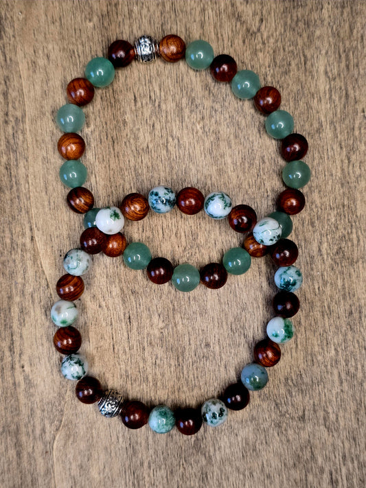 Green Aventurine & Tree Agate Bracelet Duo | Growth & Grounding