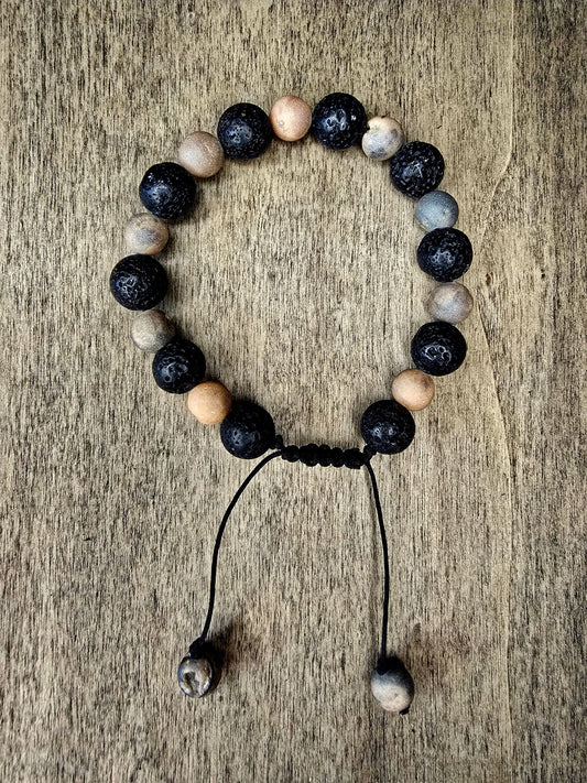 Agate & Lava Stone Bracelet | Grounding & Stability