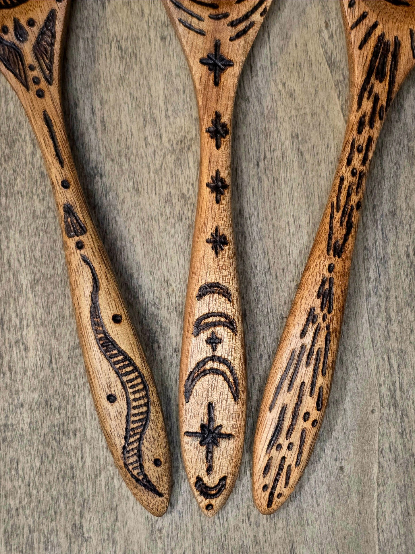 Ritual Spoon Set | Lunar Spiral, Triple Moon, and Solar Eclipse