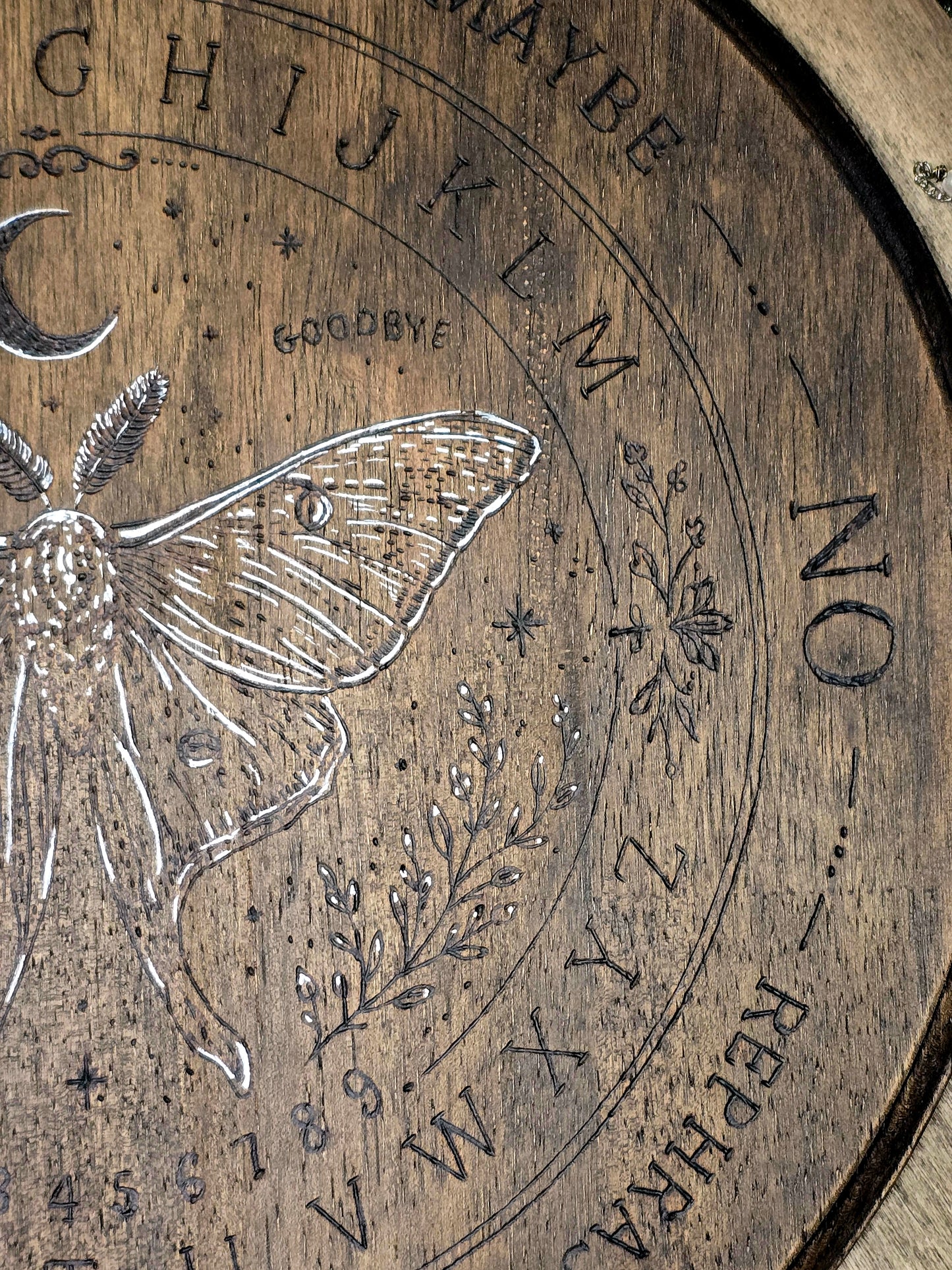 Luna Moth Pendulum Spirit Board | Handburned Divination Board