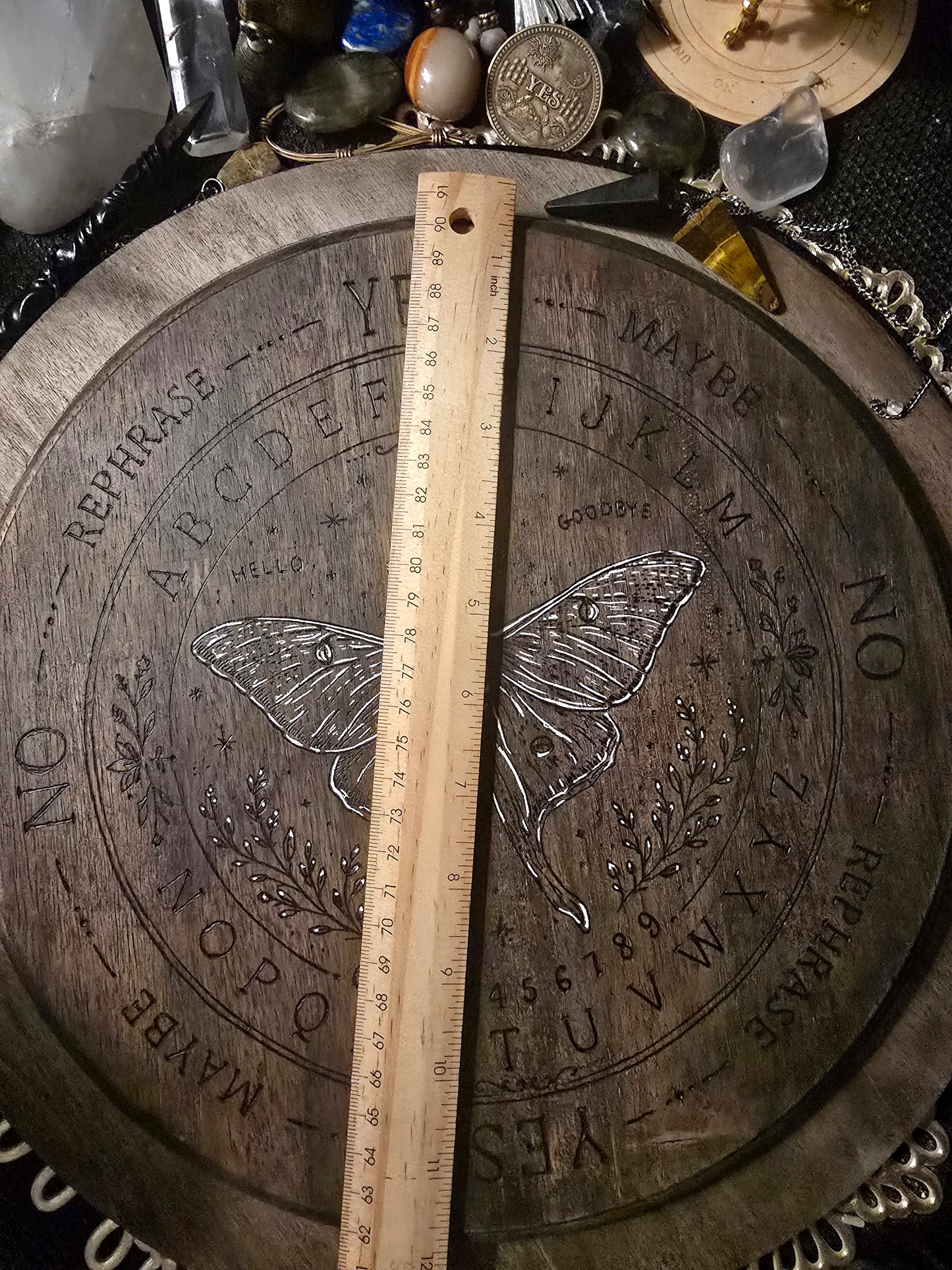 Luna Moth Pendulum Spirit Board | Handburned Divination Board