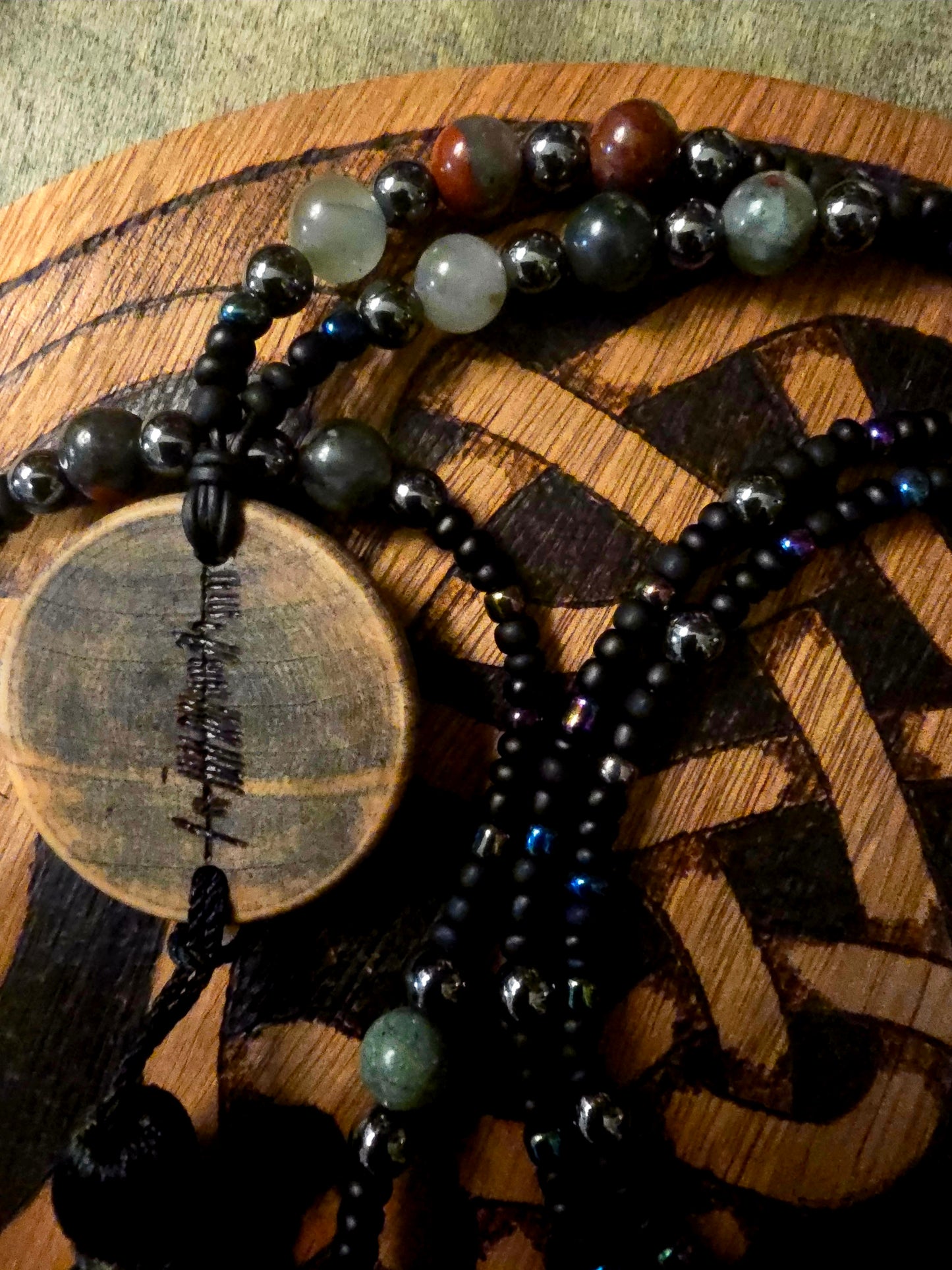 Morrígan’s Sovereignty Talisman - Bloodstone & Hematite Ritual Necklace