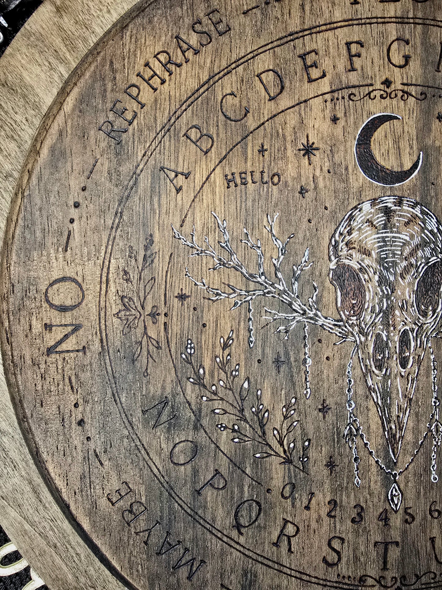 Raven Skull Pendulum Spirit Board | Handburned Divination Board