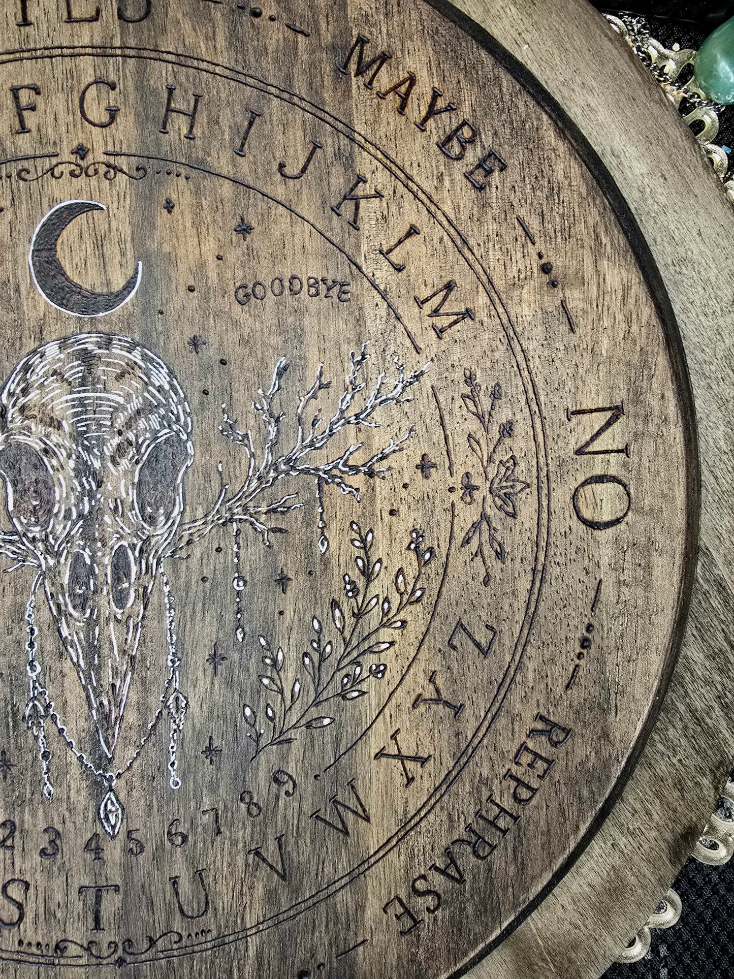 Raven Skull Pendulum Spirit Board | Handburned Divination Board