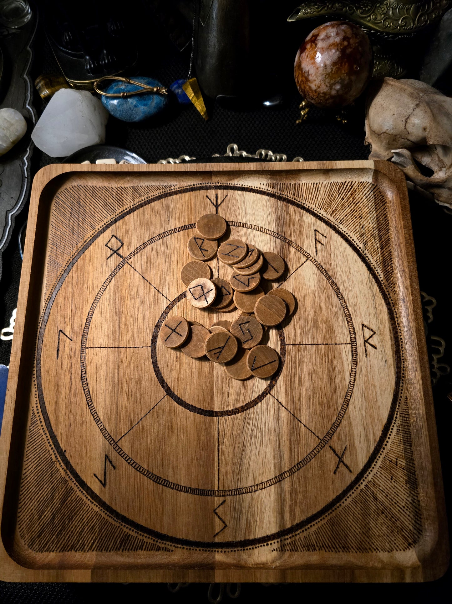 Elder Futhark Rune Casting Board & Rune Set