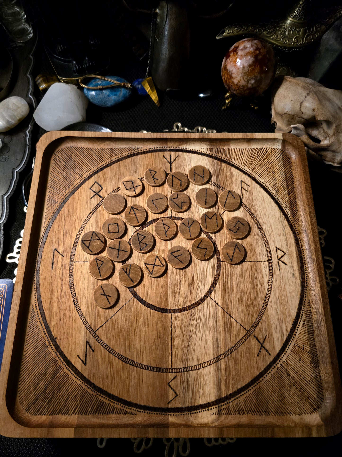 Elder Futhark Rune Casting Board & Rune Set
