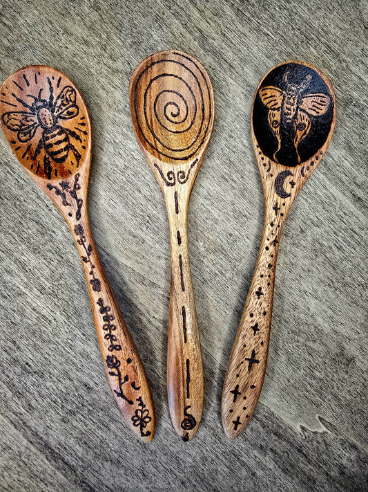 Ritual Spoon Set | Honeybee, Spiral, and Moth Trio
