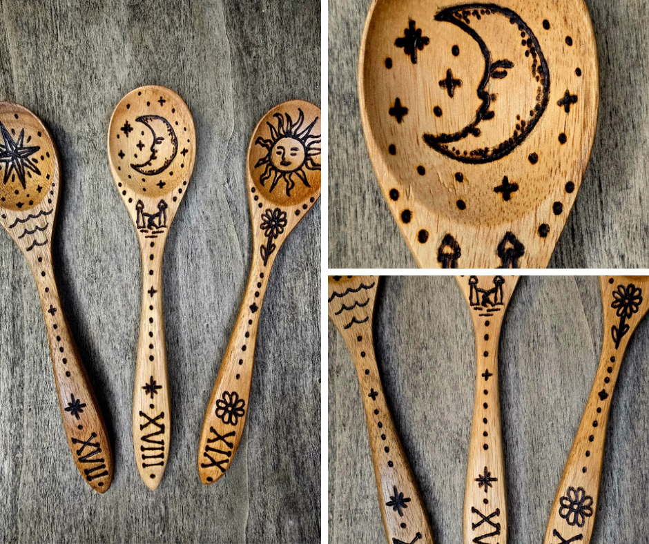 The Star, The Moon, & The Sun Tarot Ritual Spoon Set