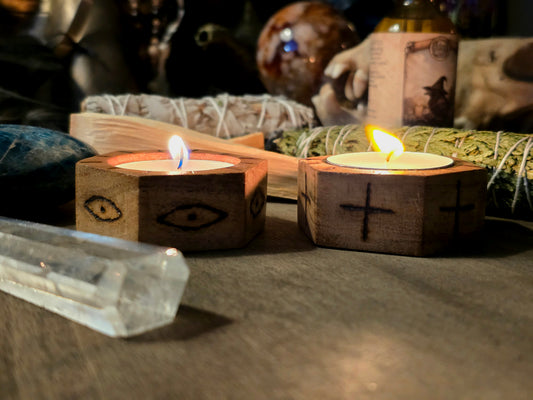 Crossroads & Sight Ritual Tealight Candle Holder Pair