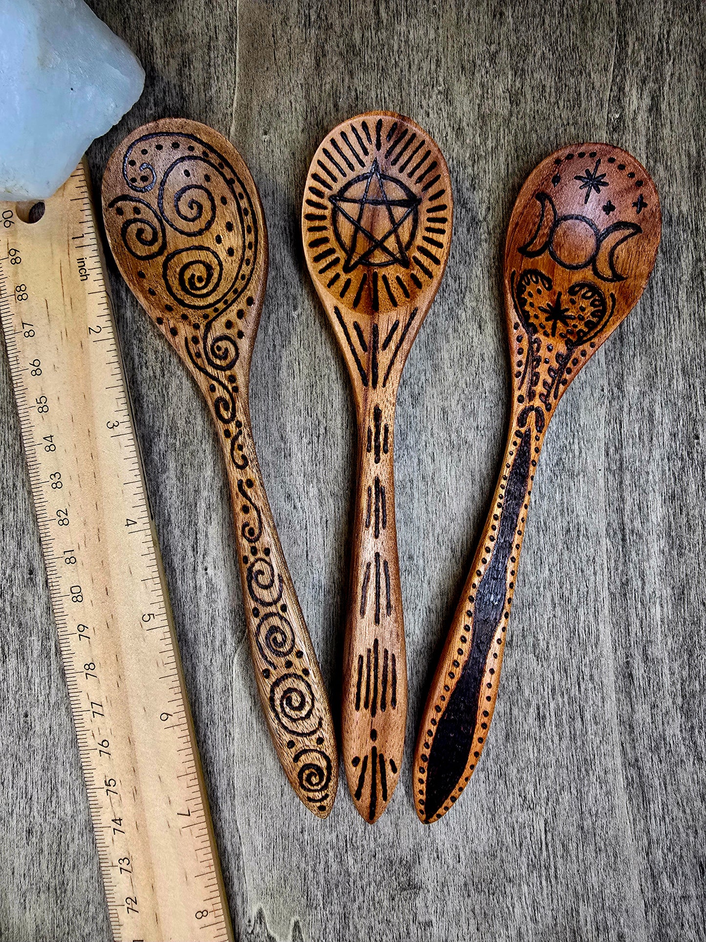 Ritual Spoon Set | Spiral Path, Pentacle, and Triple Moon