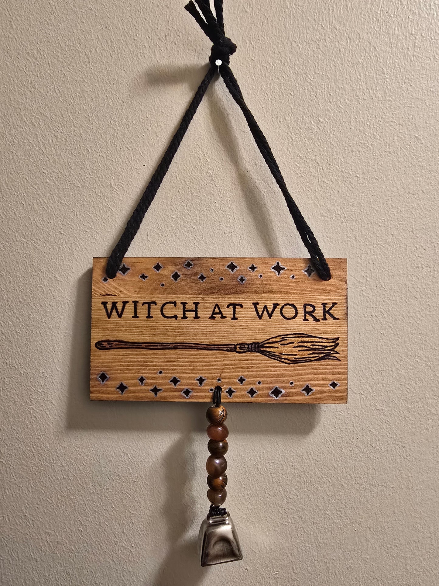 Witch at Work: Handburned Hanging Sign
